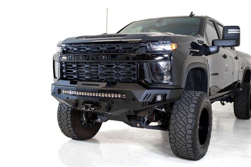 Chevrolet Silverado 2500 Bumper - Front - Addictive Desert Designs - Stealth Fighter - Hammer Black with Satin Black Panels - `20-`27